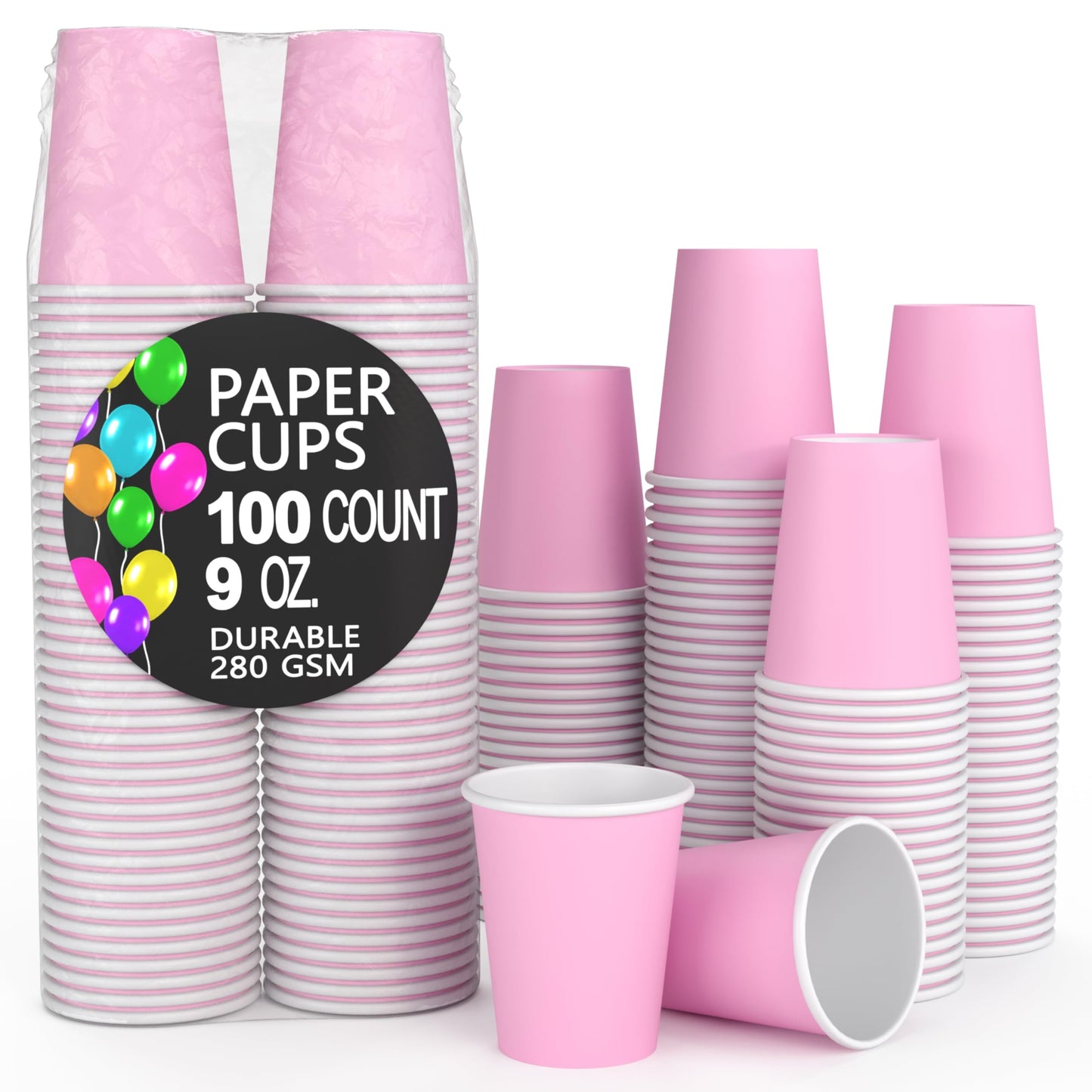 9 oz. Pink Paper Cups - 100 Ct.