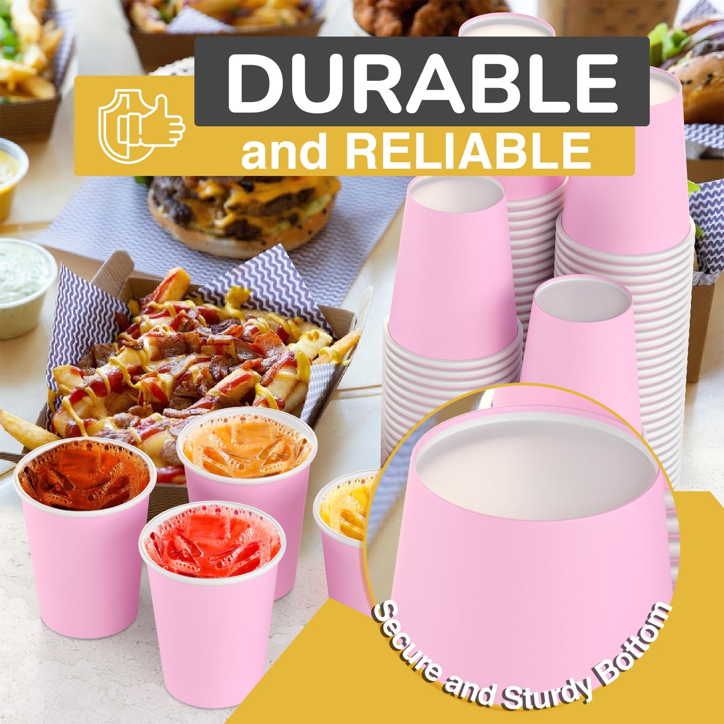9 oz. Pink Paper Cups - 100 Ct.
