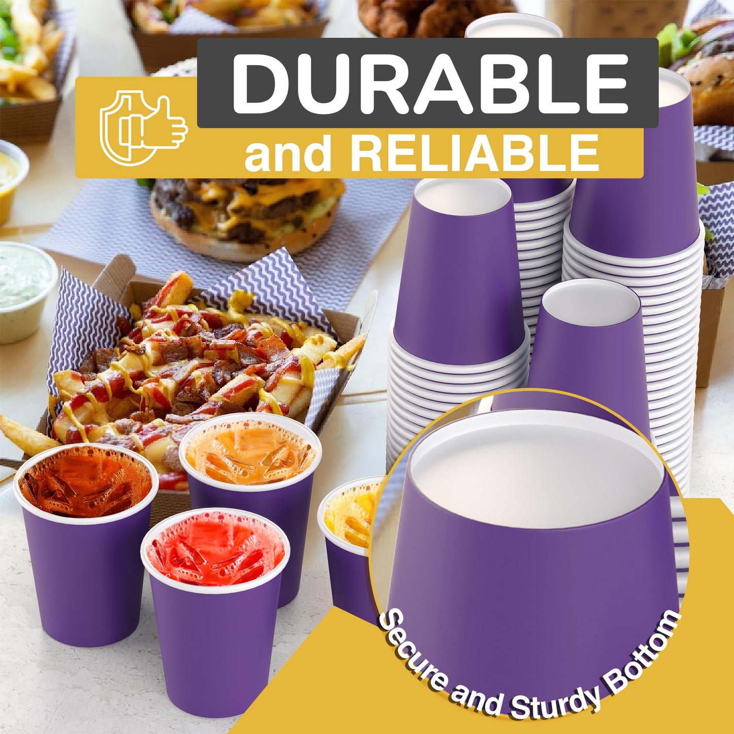 9 oz. Purple Paper Cups - 100 Ct.