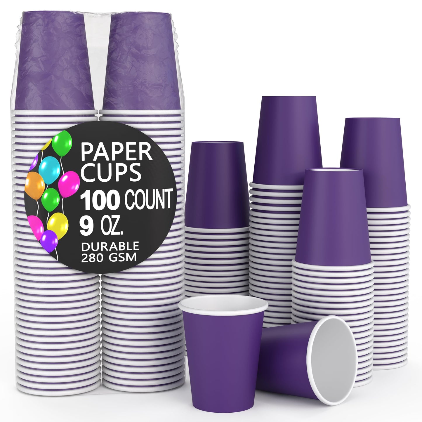 9 oz. Purple Paper Cups - 100 Ct.