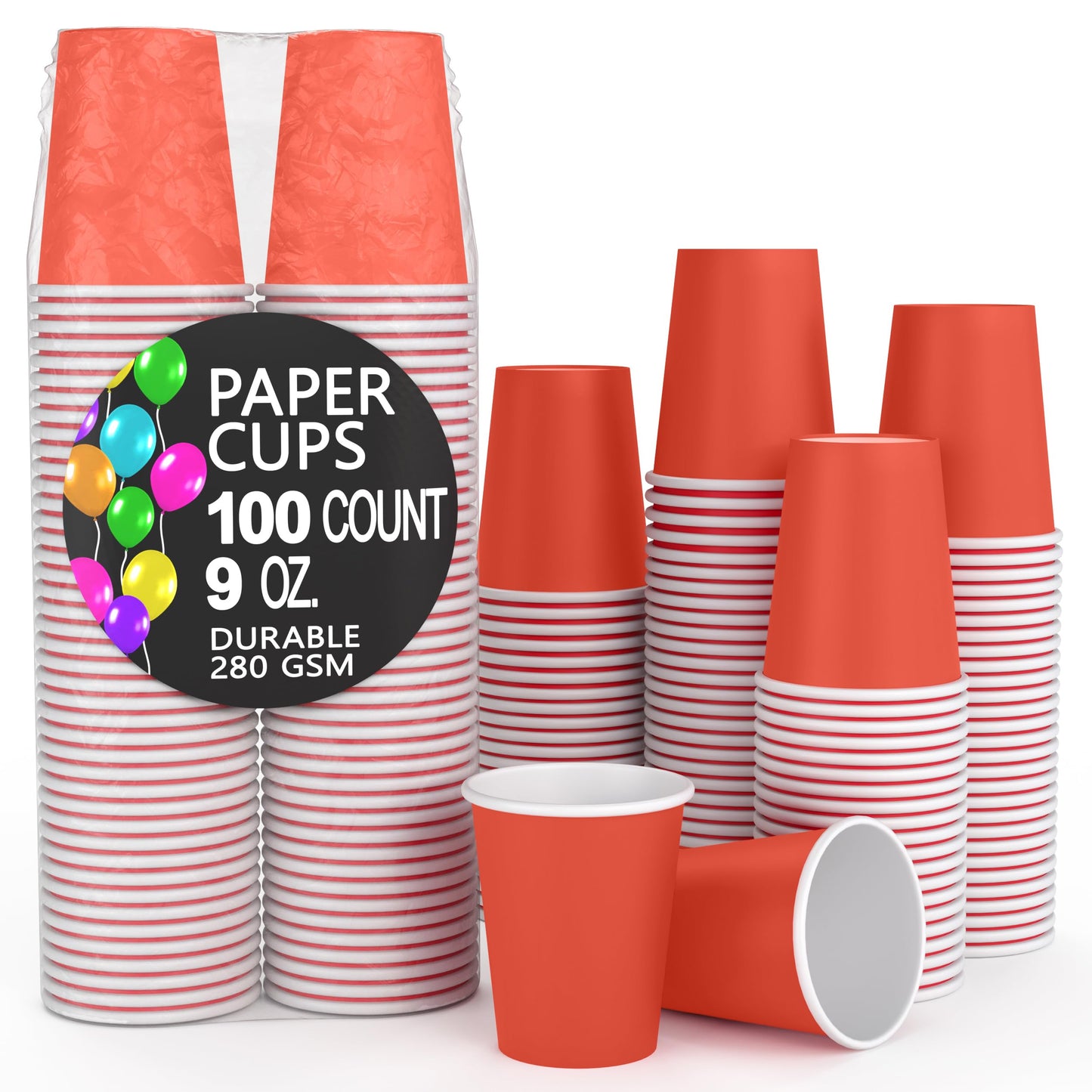 9 oz. Red Paper Cups - 100 Ct.