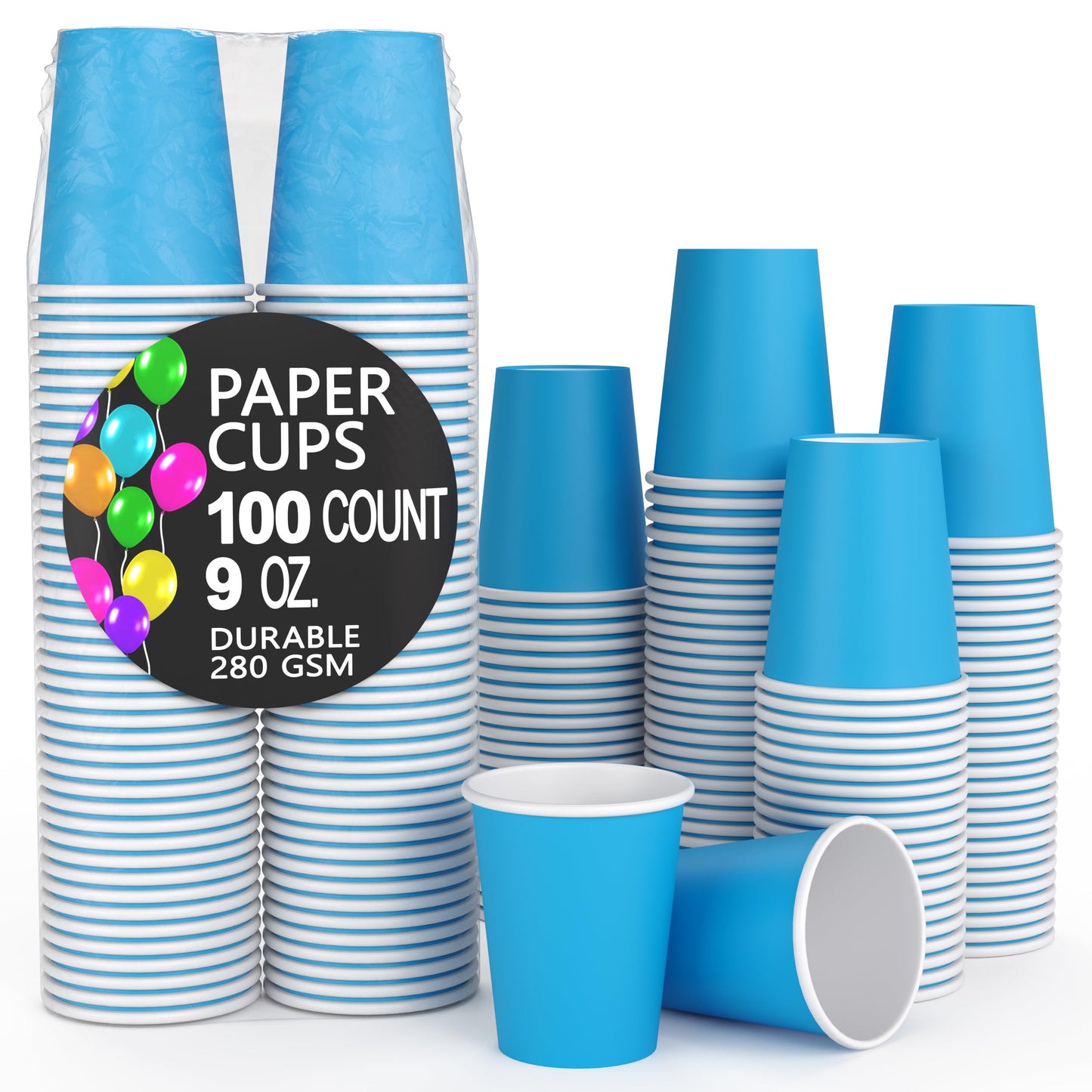 9 oz. Turquoise Paper Cups - 100 Ct.