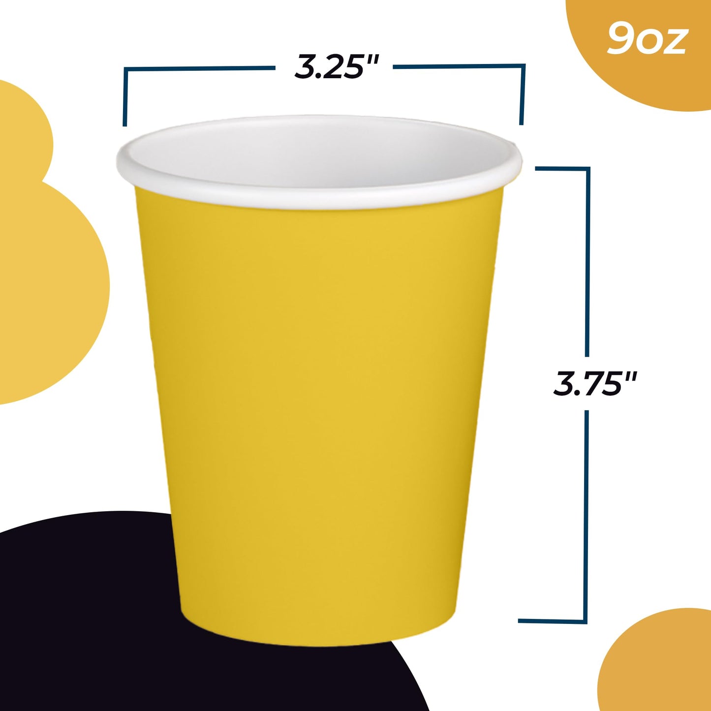 9 oz. Yellow Paper Cups - 100 Ct.