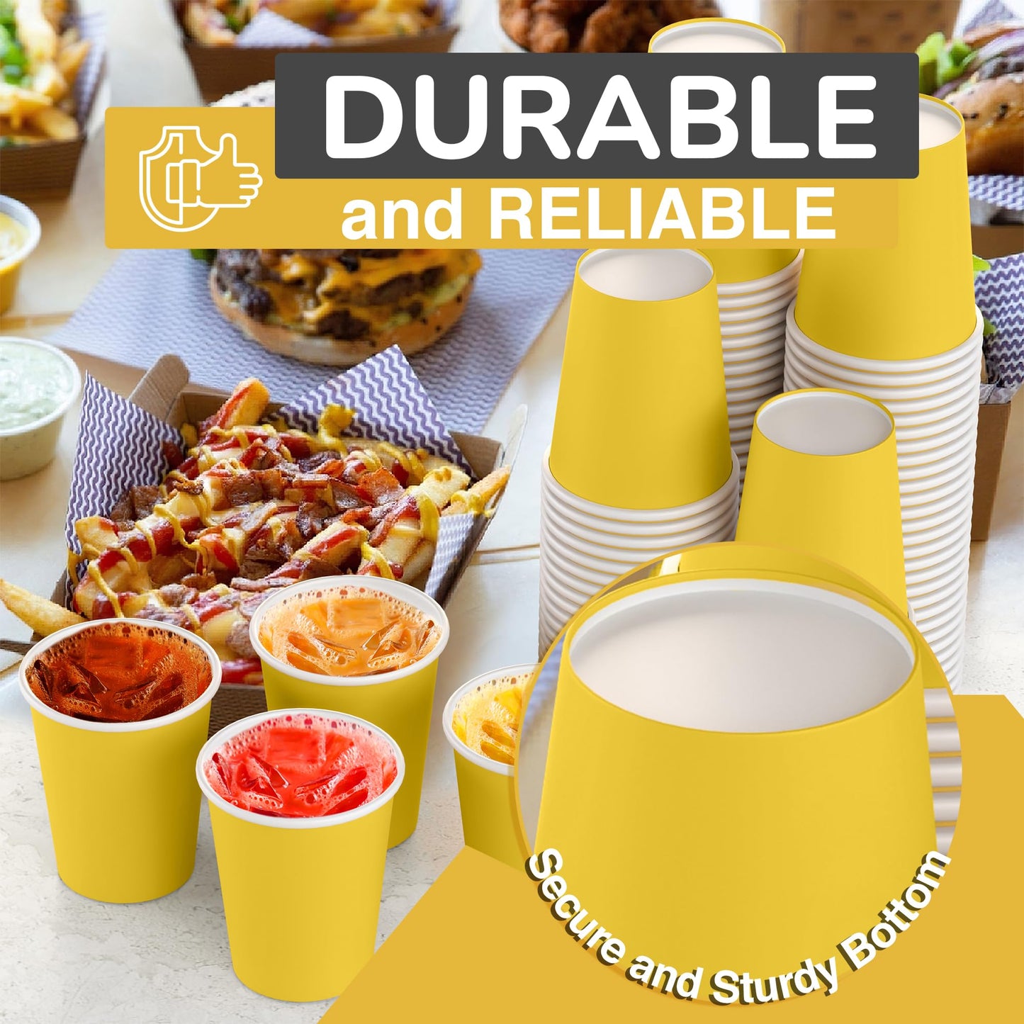 9 oz. Yellow Paper Cups - 100 Ct.