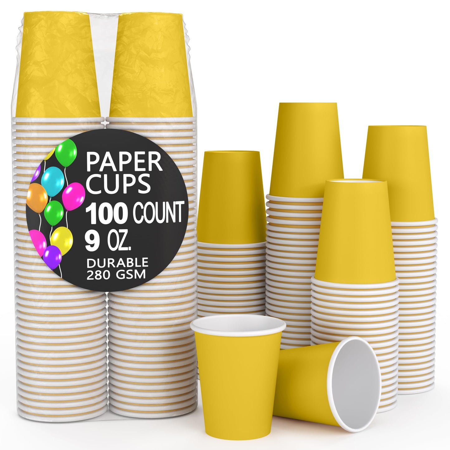 9 oz. Yellow Paper Cups - 100 Ct.