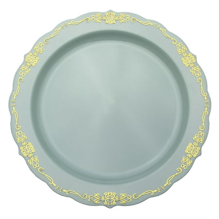 10 In. Robin Blue Victorian Design Plates - 20 Ct.