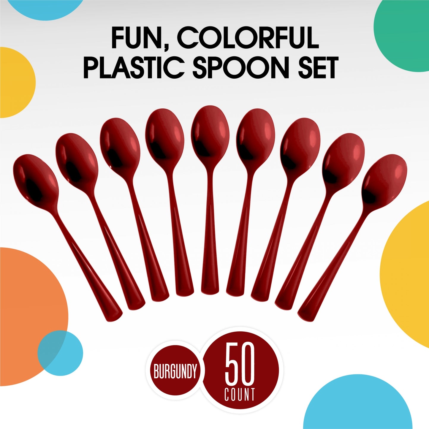 Heavy Duty Burgundy Plastic Spoons - 50 Ct.