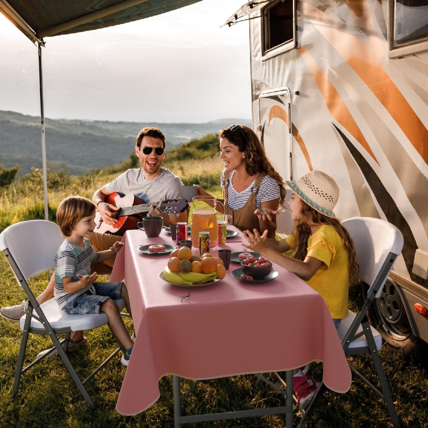 Pink Flannel Backed Table Cover 54 in. x 70 in.