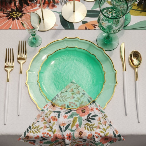 Mint/Gold Petal Plates - Combo Pack 20/20