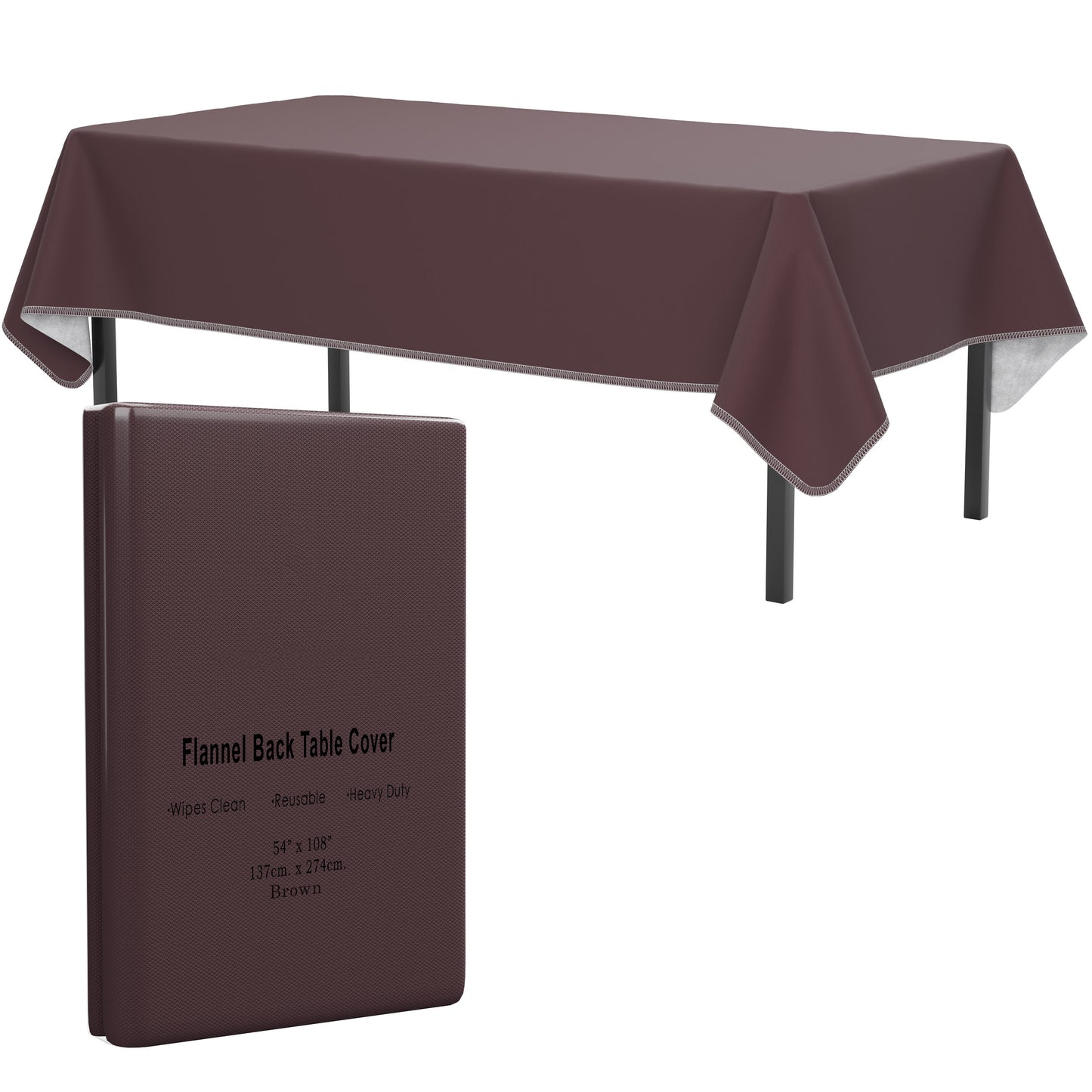 Brown Flannel Backed Table Cover 54 in. x 108 in.