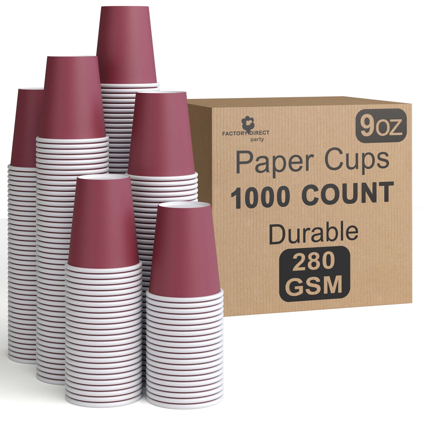 9 oz. Burgundy Paper Cups - 100 Ct.