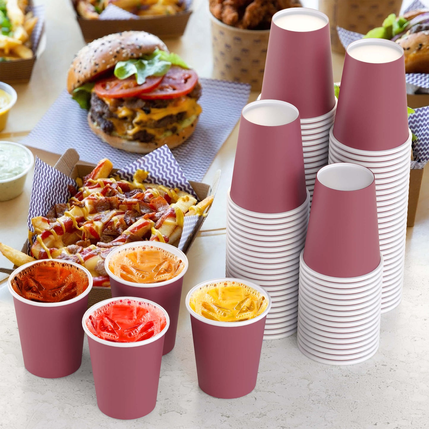 9 oz. Burgundy Paper Cups - 100 Ct.