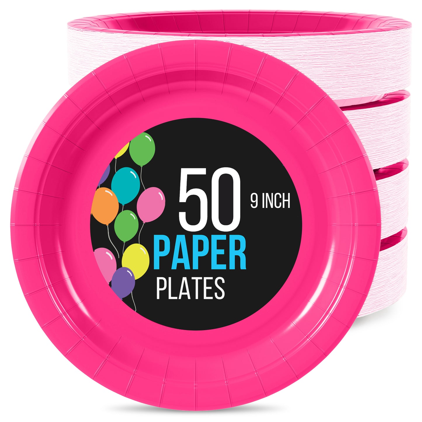 9 In. Cerise Paper Plates - 50 Ct.