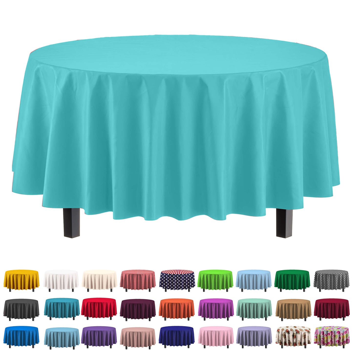 Round Aqua Blue Table Cover