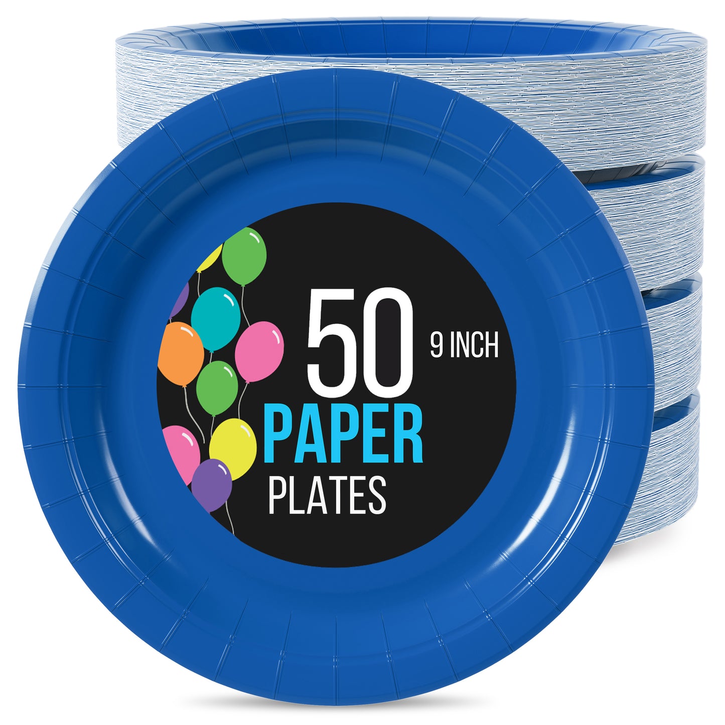 9 In. Dark Blue Paper Plates - 50 Ct.