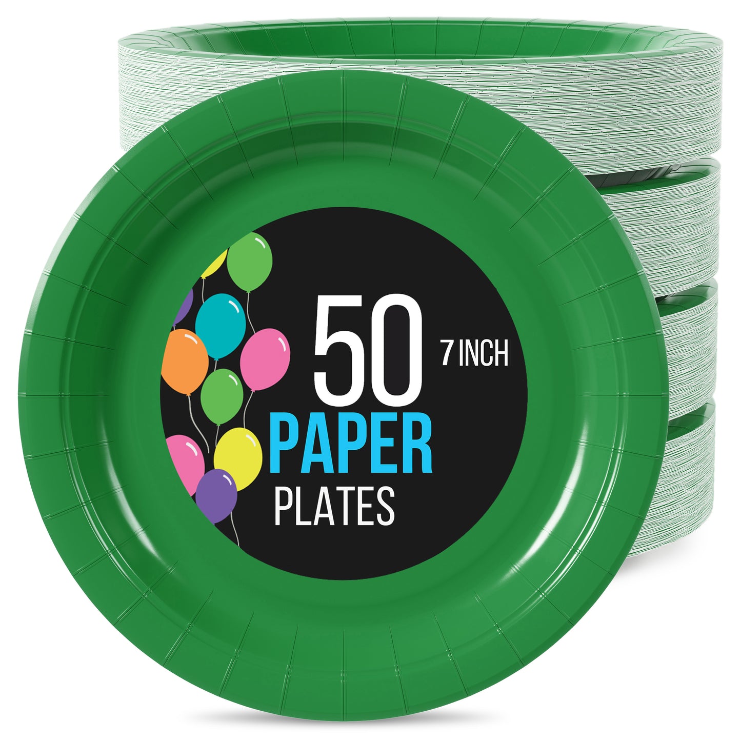 7 In. Emerald Green Paper Plates - 50 Ct.