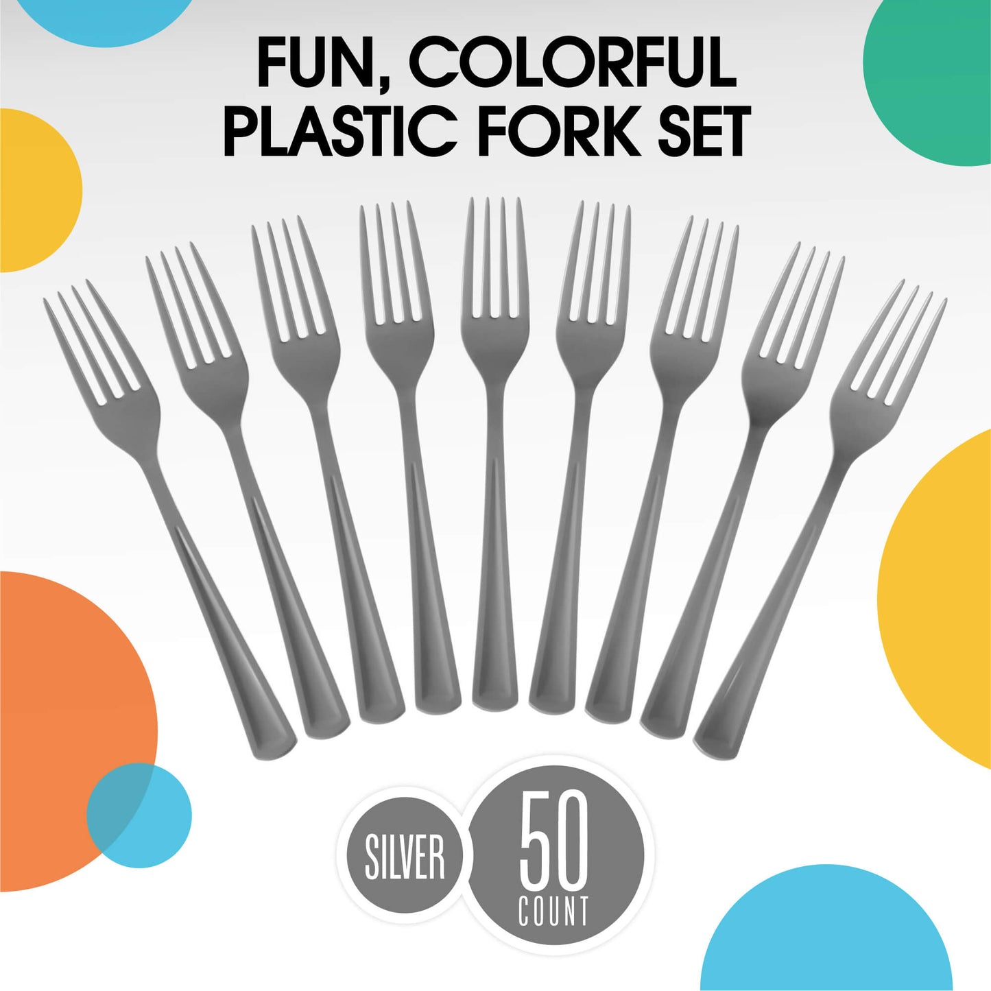 Heavy Duty Silver Plastic Forks - 50 Ct.