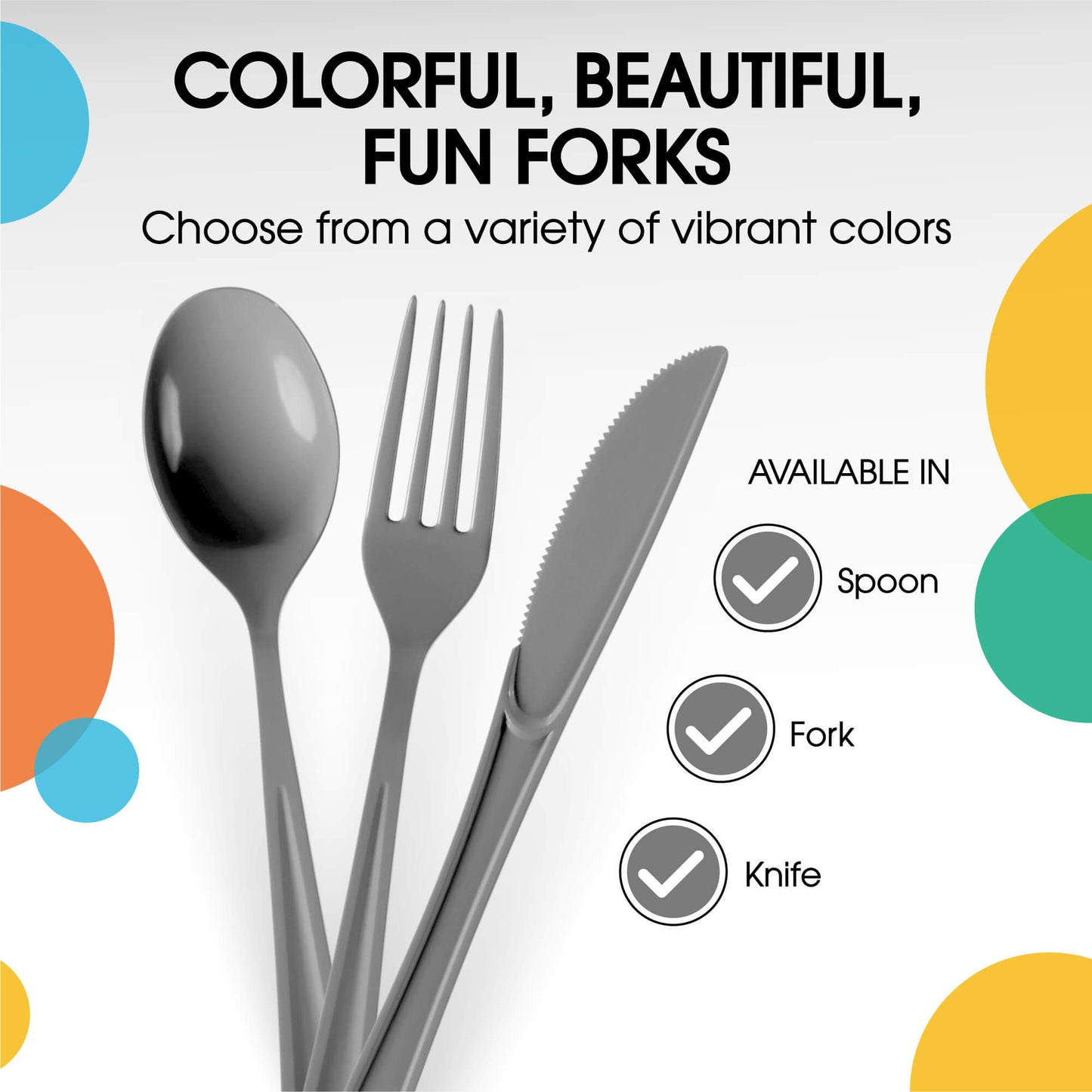 Heavy Duty Silver Plastic Forks - 50 Ct.