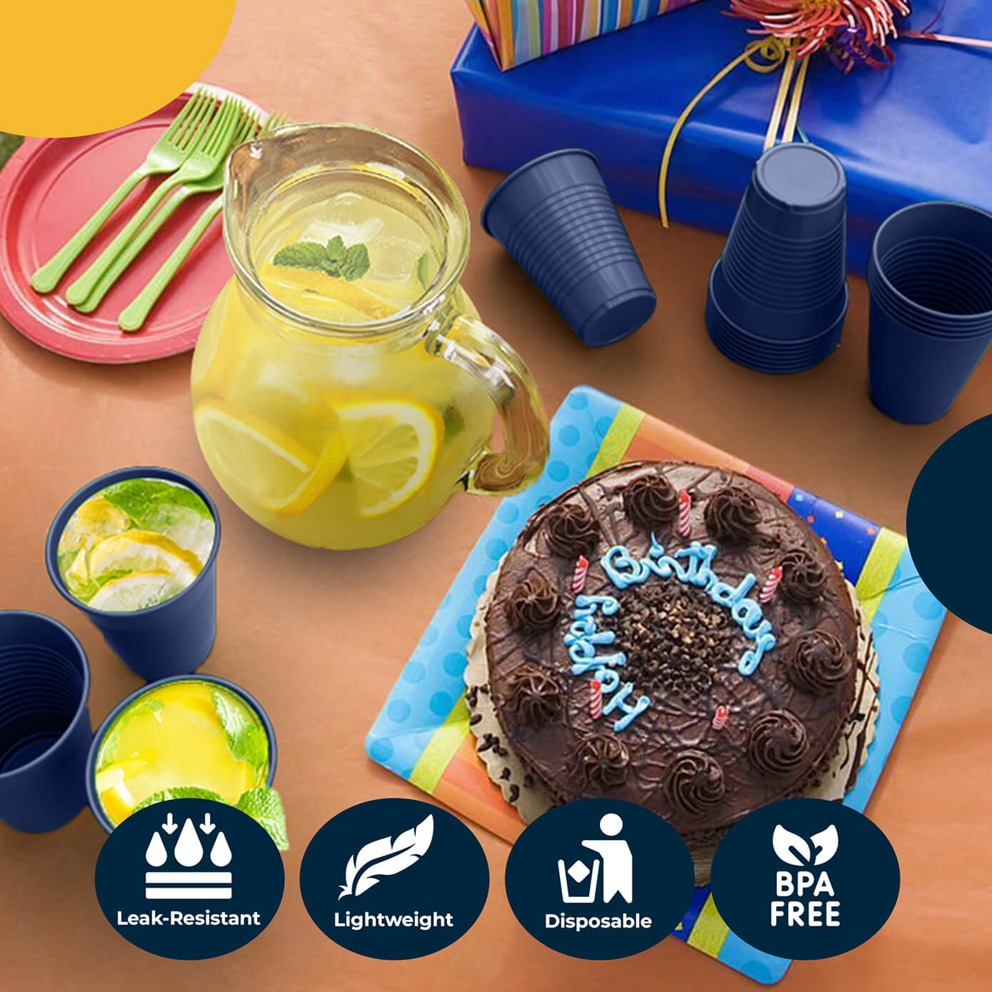 12 oz Navy Plastic Cups - 50 Ct.