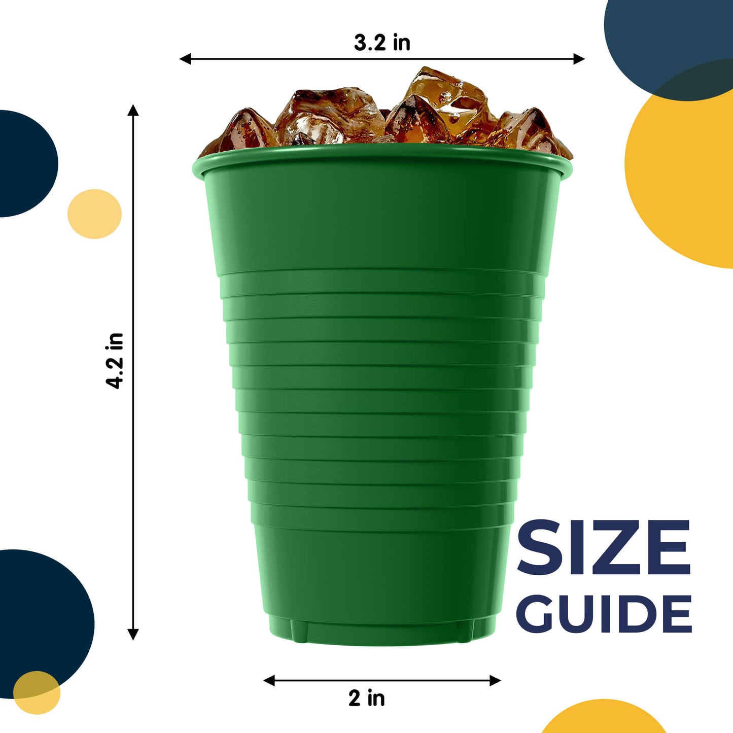 12 Oz. Emerald Green Plastic Cups - 50 Ct.