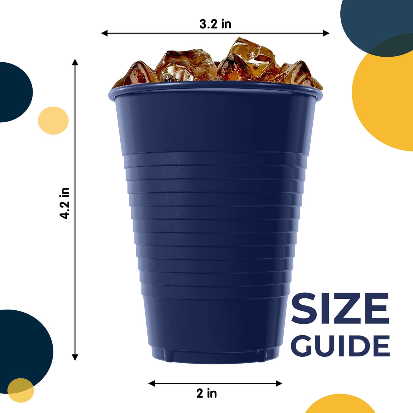 12 oz Navy Plastic Cups - 50 Ct.