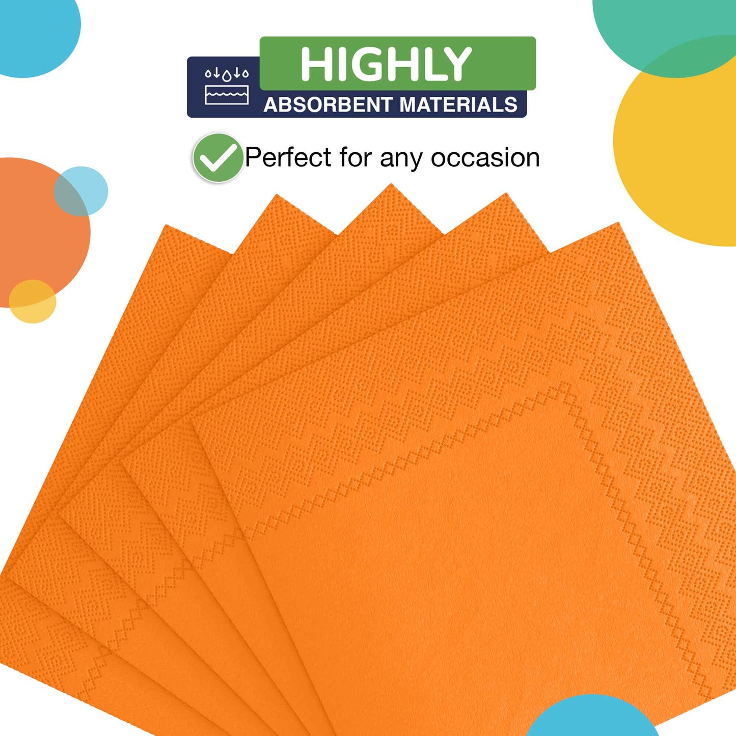 Orange Beverage Napkins - 50 Ct.