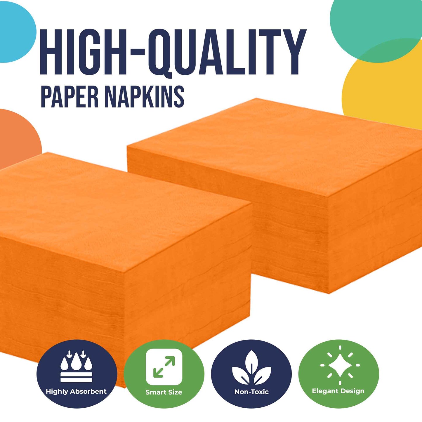 Orange Beverage Napkins - 50 Ct.