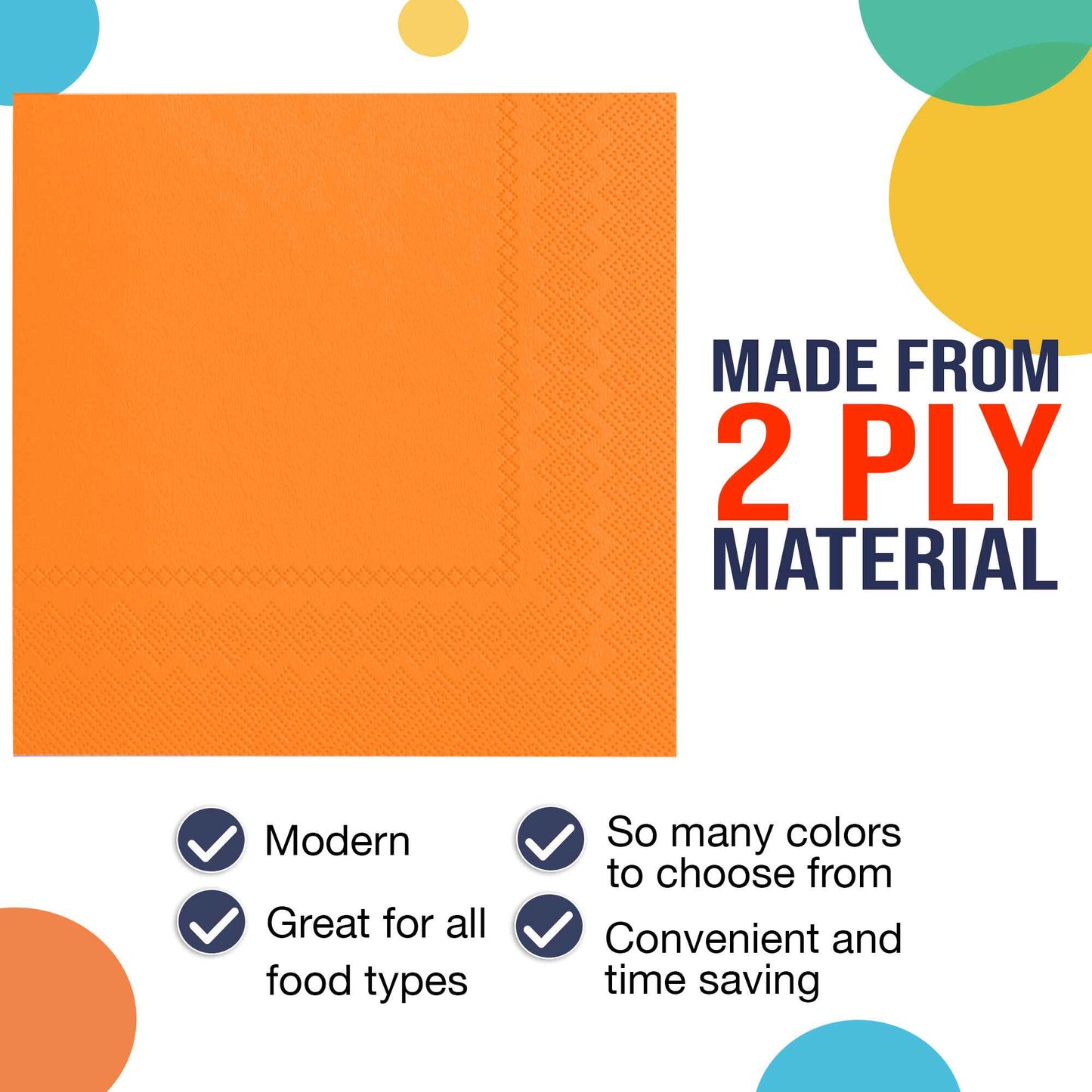 Orange Beverage Napkins - 50 Ct.