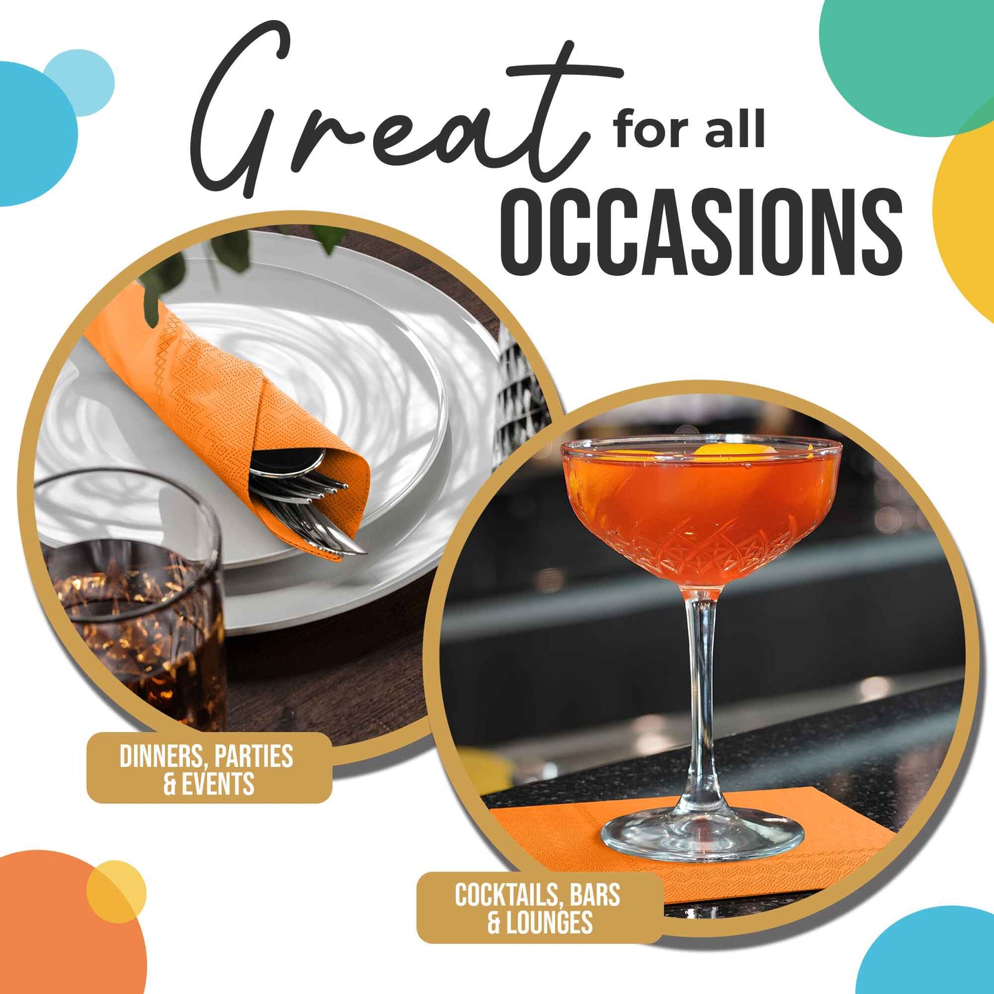 Orange Beverage Napkins - 50 Ct.