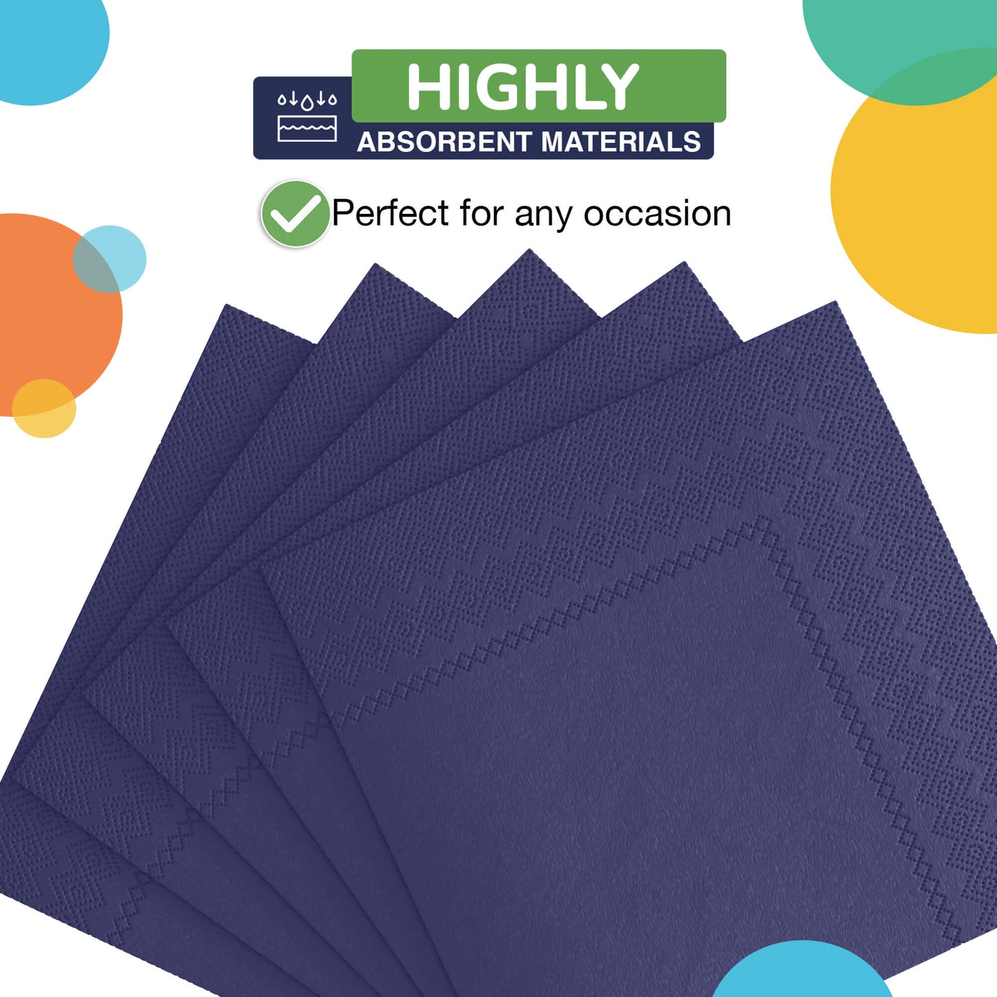 NAVY 2 PLY BEVERAGE NAPKINS 50 COUNT