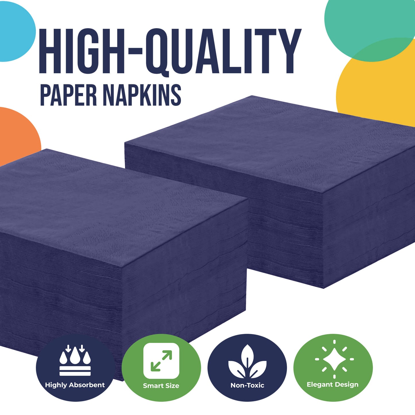 NAVY 2 PLY BEVERAGE NAPKINS 50 COUNT
