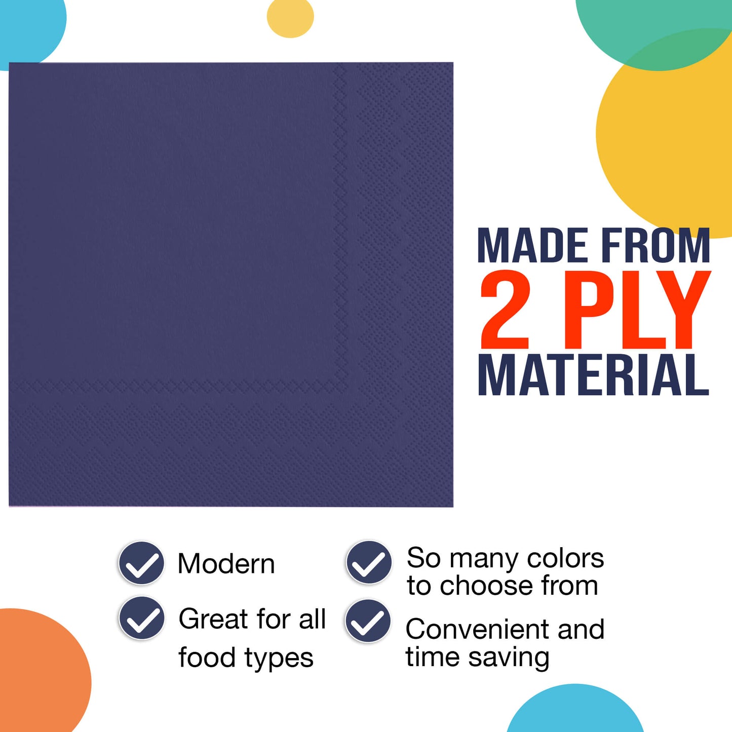 NAVY 2 PLY BEVERAGE NAPKINS 50 COUNT