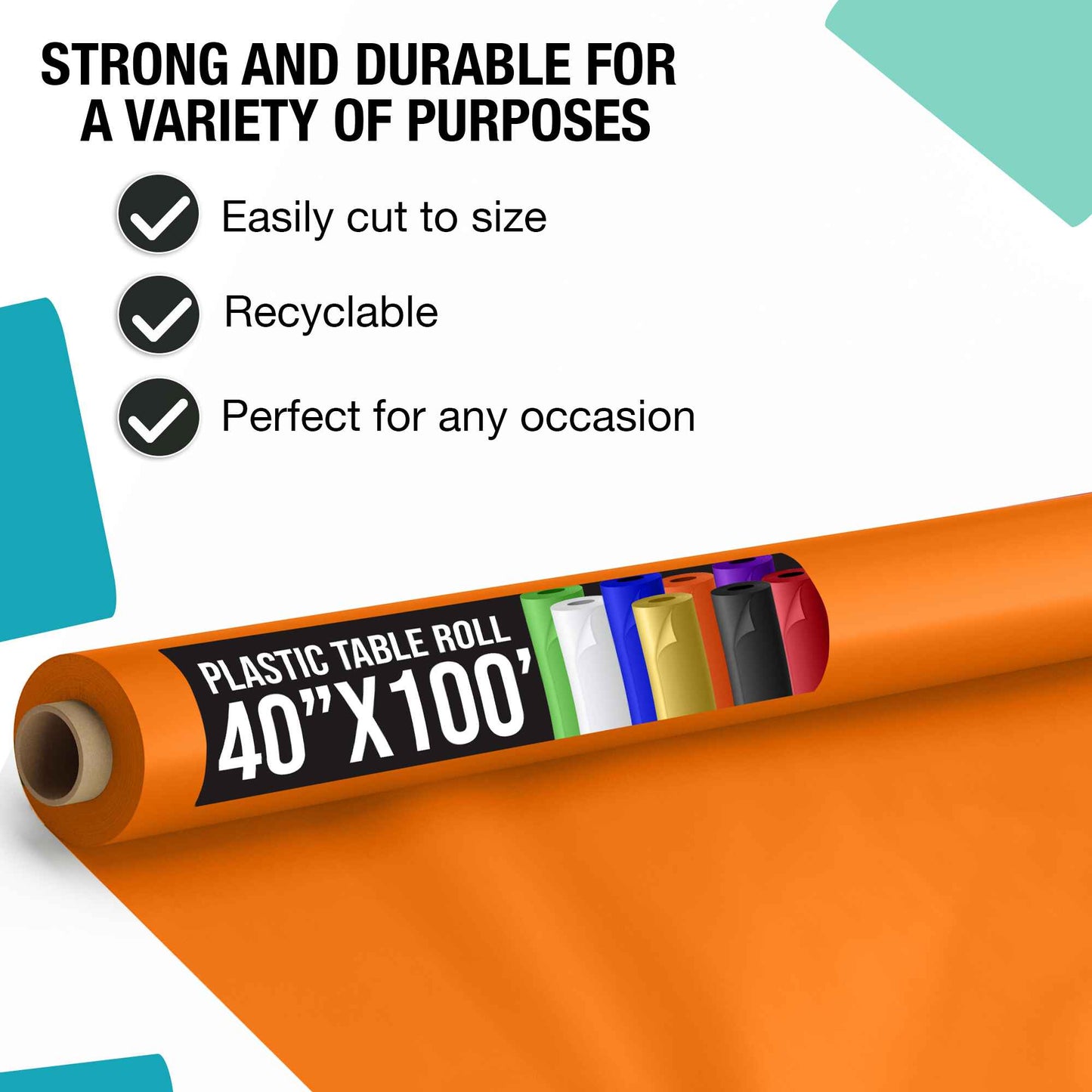 Exquisite Premium Quality Plastic Table Cover Banquet Roll, 40 in X 100 ft - Orange