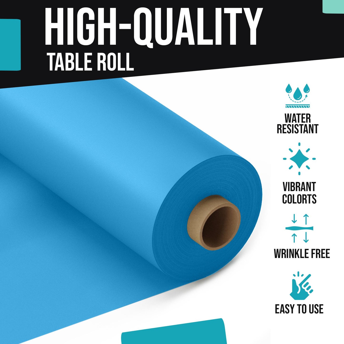 Exquisite Premium Quality Plastic Table Cover Banquet Roll, 40 in X 100 ft - Turquoise