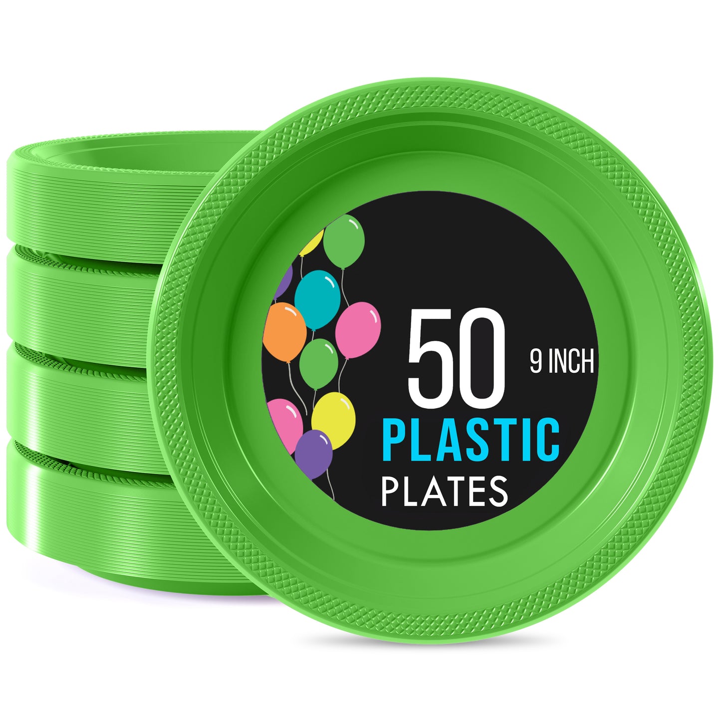 9 In. Lime Green Plastic Plates - 50 Ct.