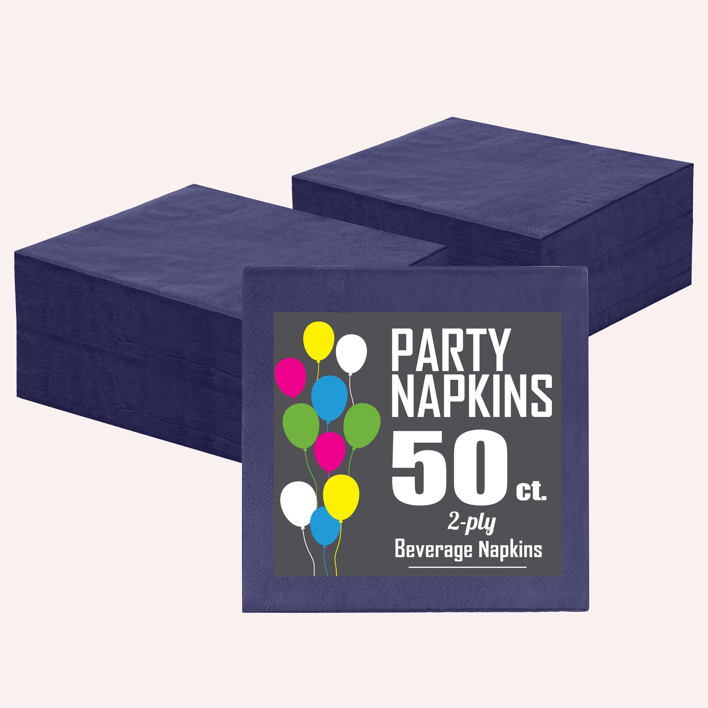 NAVY 2 PLY BEVERAGE NAPKINS 50 COUNT