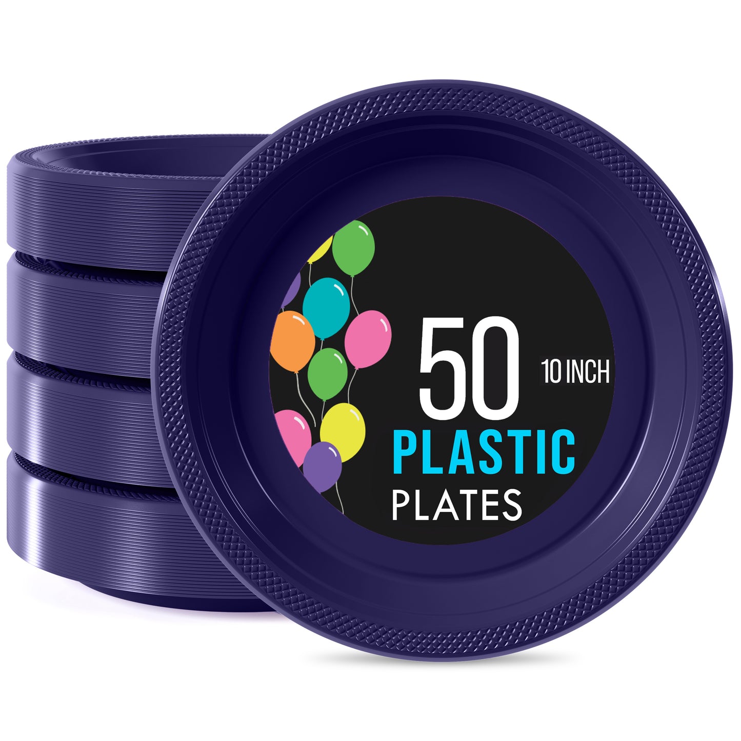 10 In. Navy Plastic Plates - 50 Ct.
