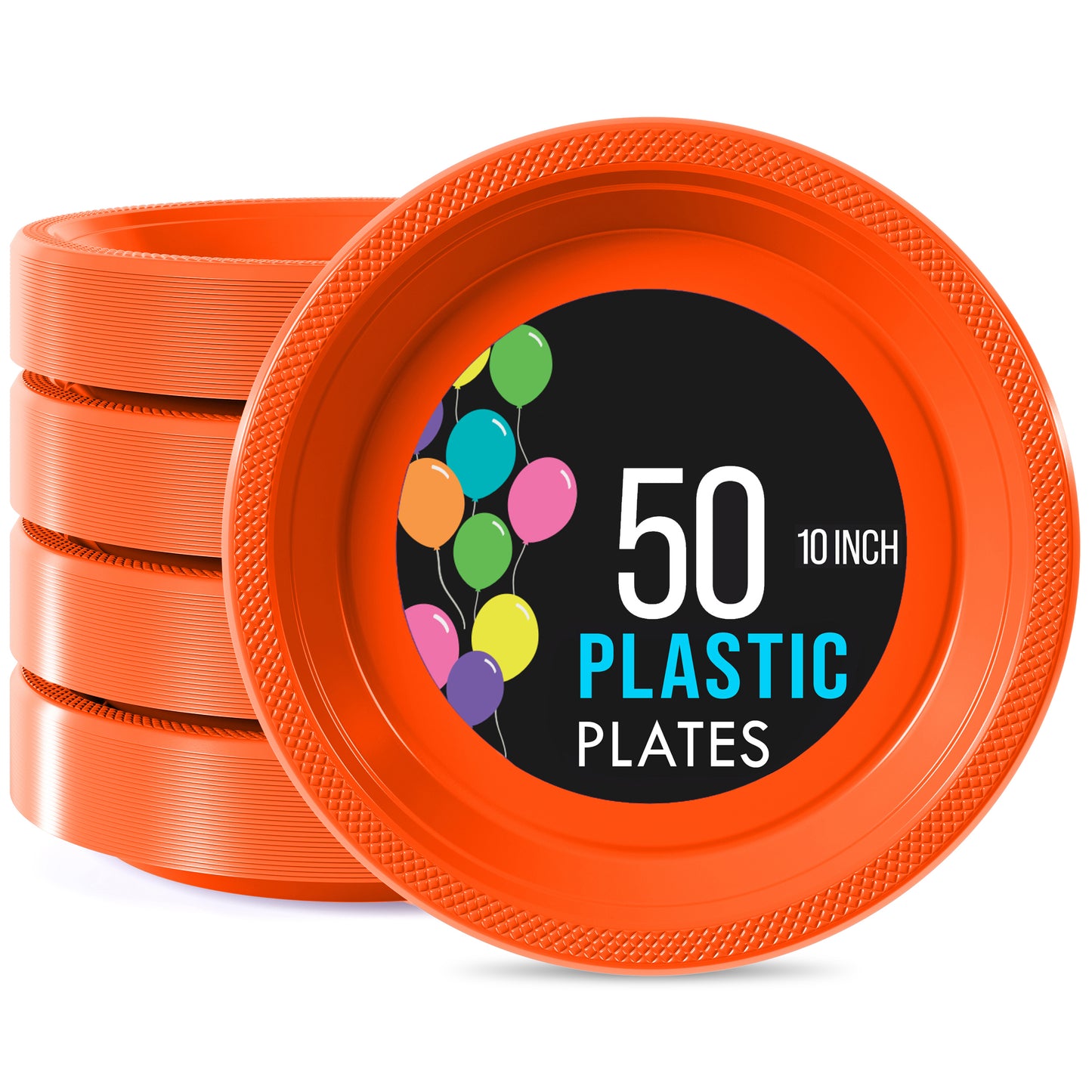 10 In. Orange Plastic Plates | 50 Count
