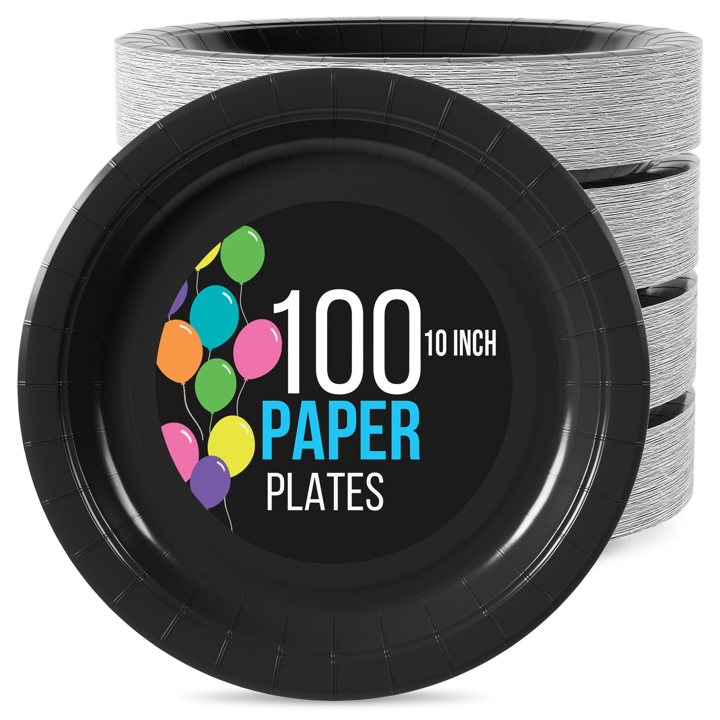 10 In. Black Paper Plates - 100 Ct.