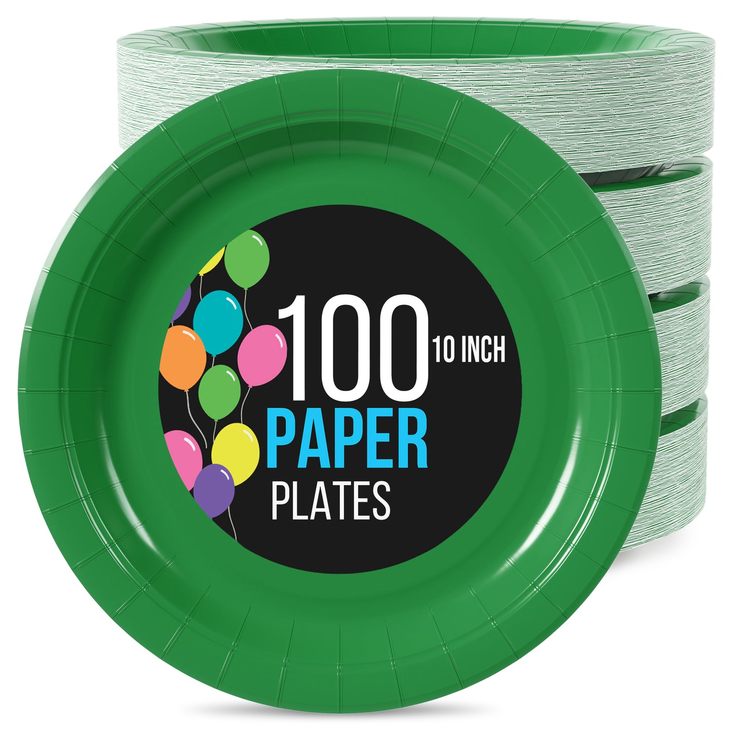 10 In. Emerald Green Paper Plates - 100 Ct.
