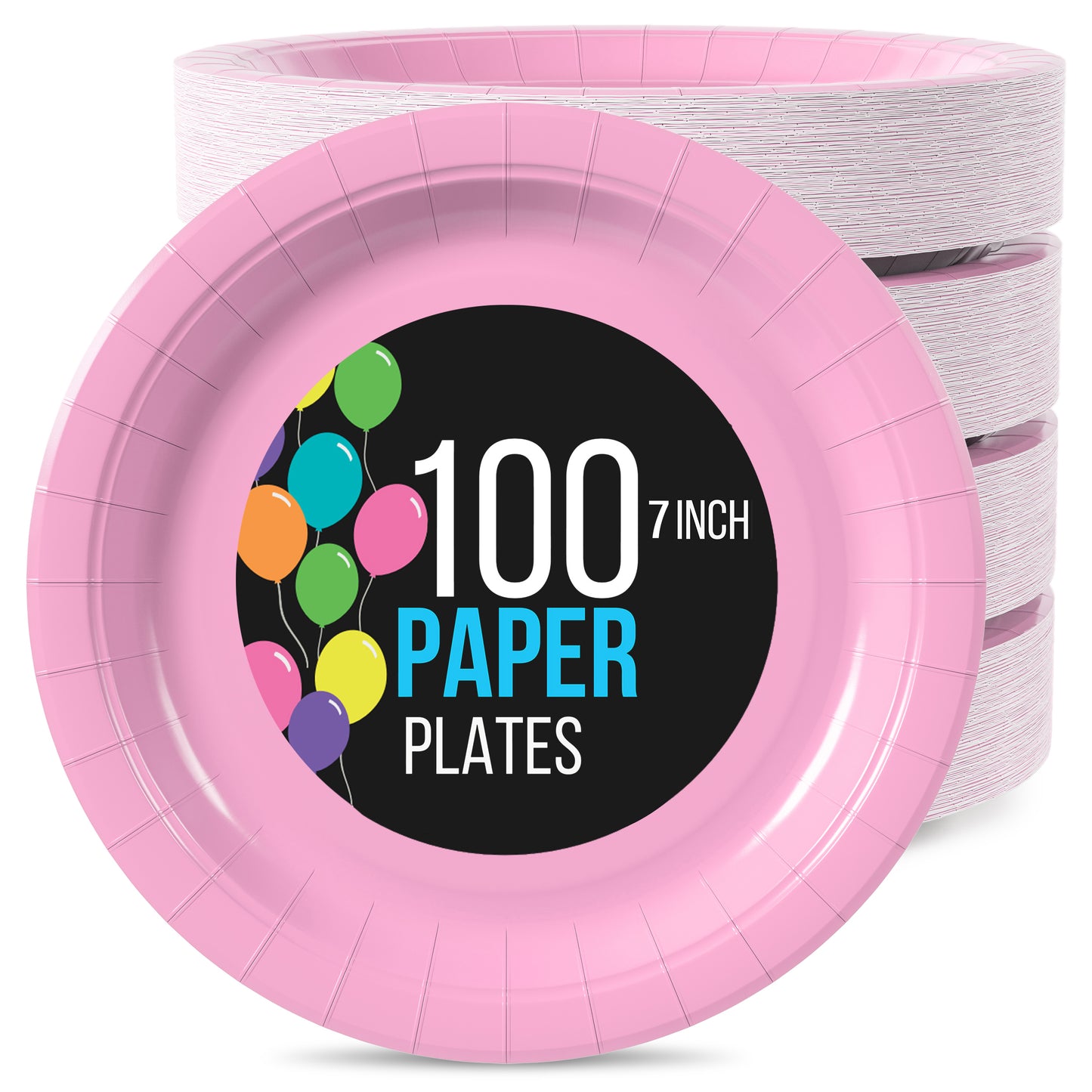 7 In. Pink Paper Plates - 100 Ct.