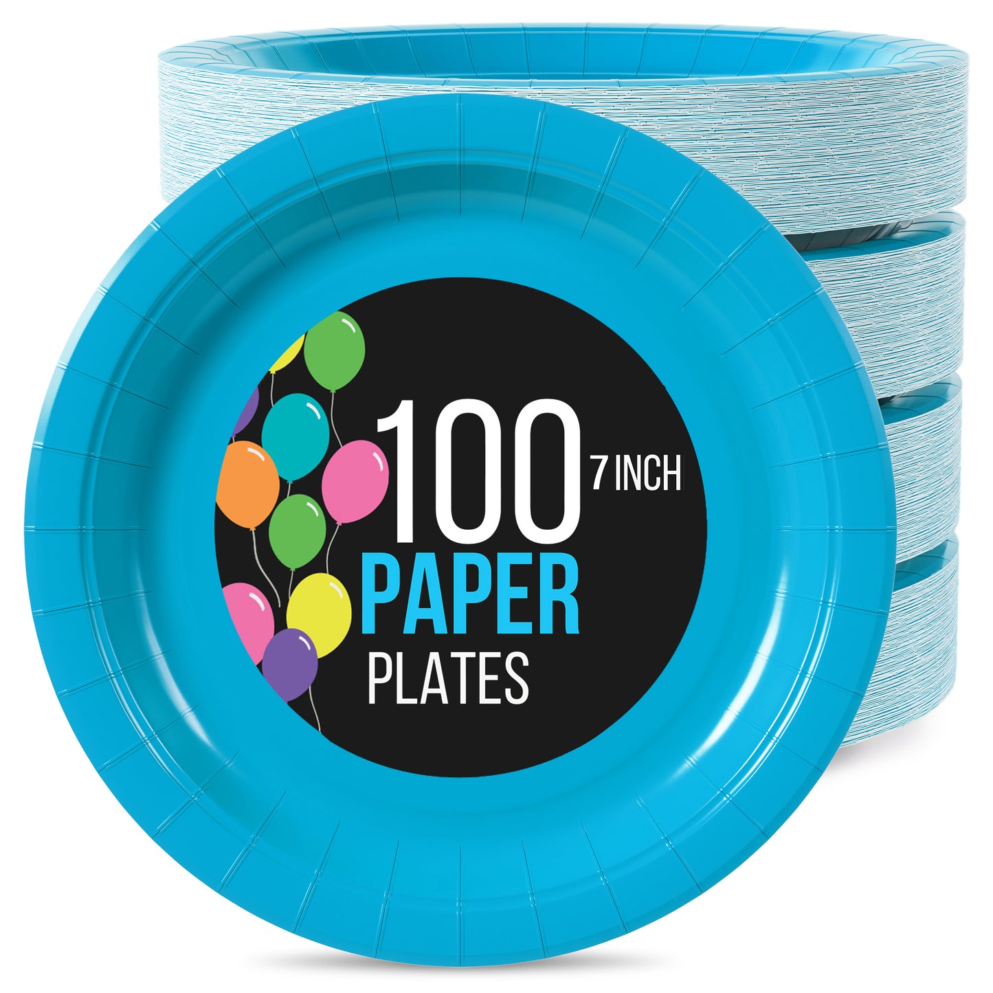 7 In. Turquiose Paper Plates - 100 Ct.