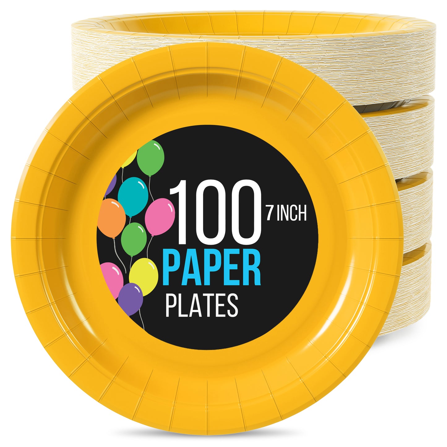 7 In. Yellow Paper Plates - 100 Ct.