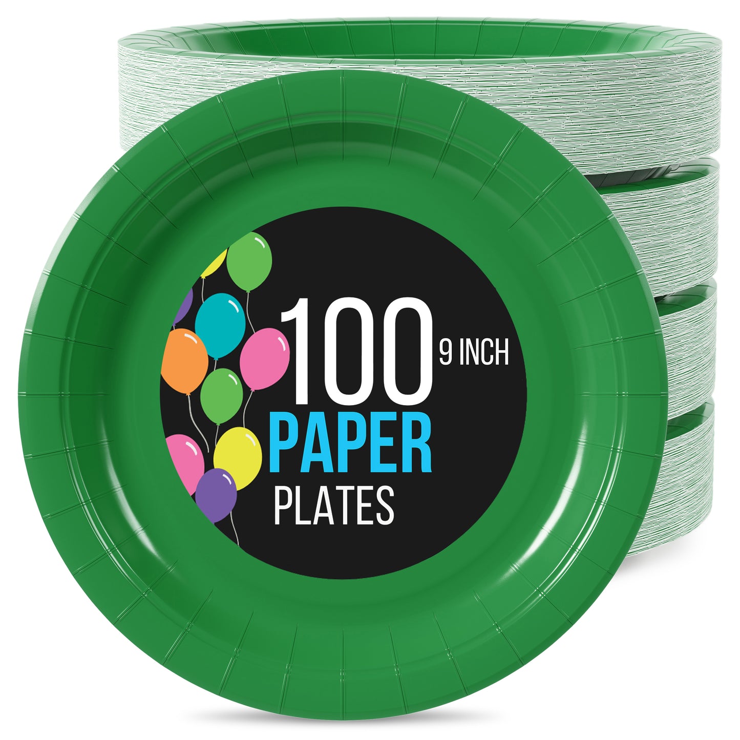9 In. Emerald Green Paper Plates - 100 Ct.