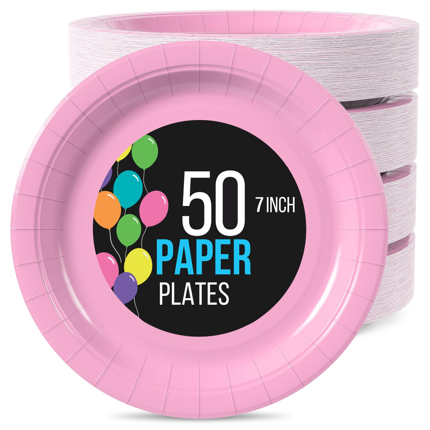 7 In. Pink Paper Plates - 50 Ct.
