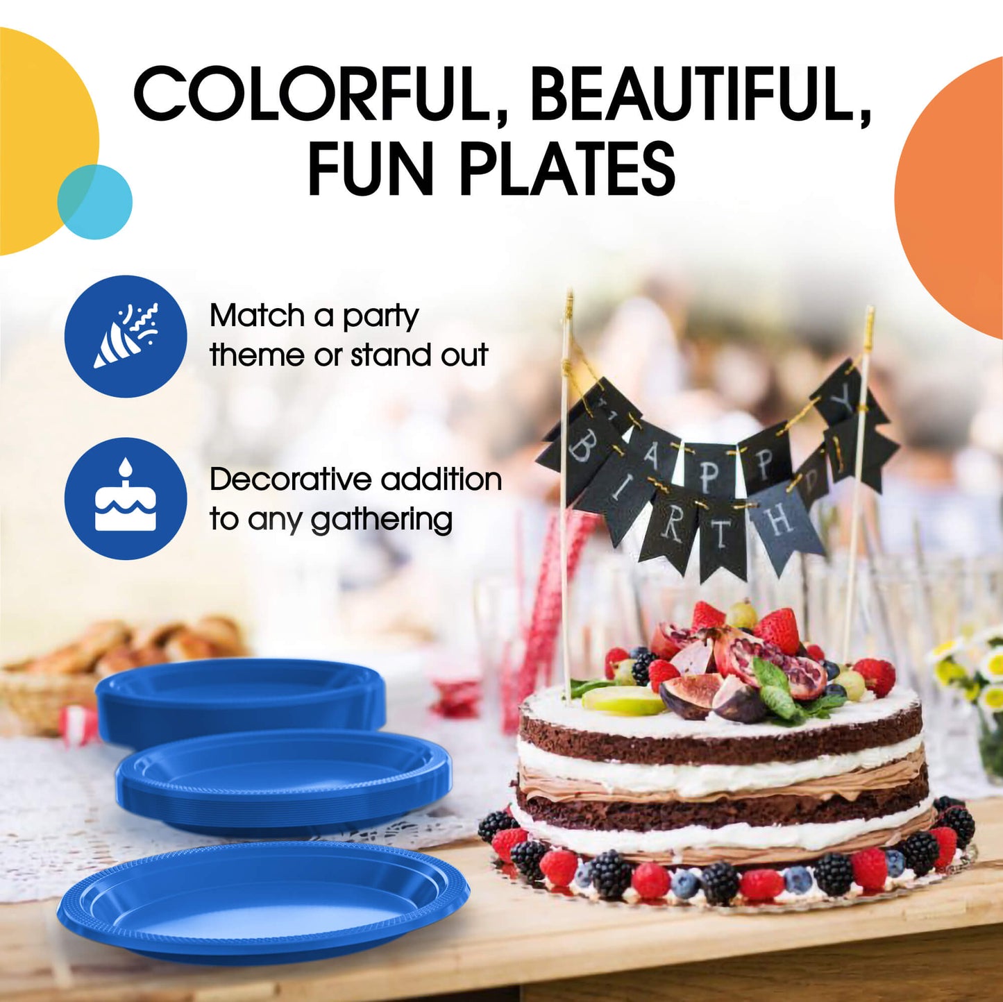 7 In. Dark Blue Plastic Plates - 50 Ct.