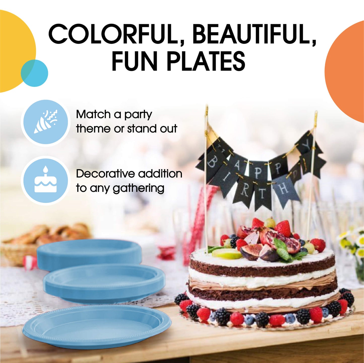 10 In. Light Blue Plastic Plates - 50 ct.