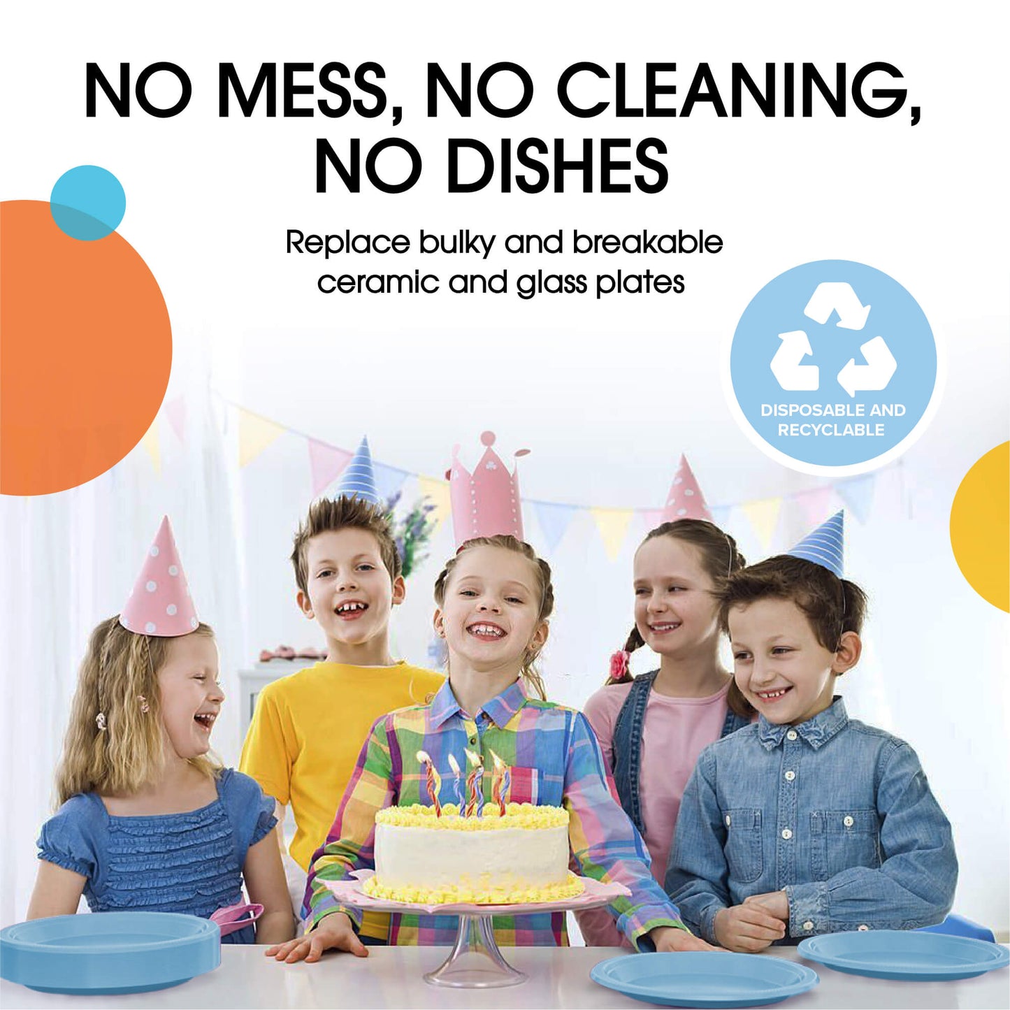 10 In. Light Blue Plastic Plates - 50 ct.