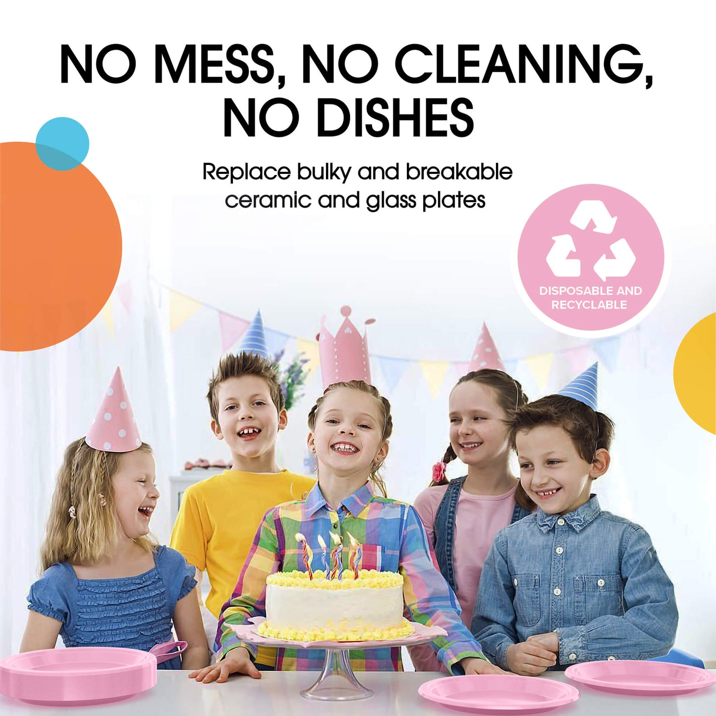10 In. Pink Plastic Plates - 50 Ct.