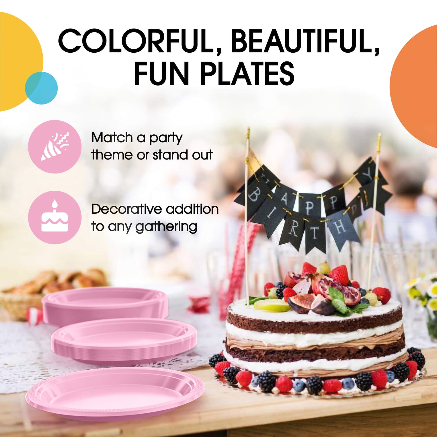 10 In. Pink Plastic Plates - 50 Ct.